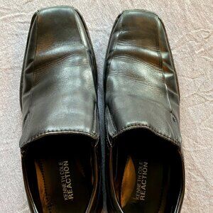 Kenneth Cole Reaction Punchual Slip On Loafer Black Leather Shoes Men 10.5